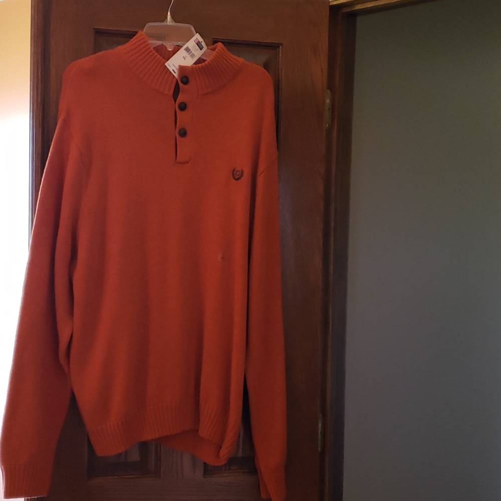 Chap's orange XXL sweater with 3 top buttons.  NWT